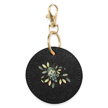exotique africain effrayant crawly avec des feuilles - Porte-clés rond - noir - Devant