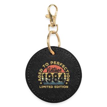 Vintage 1964 Aged to Perfection - Round Keyring - black - Front