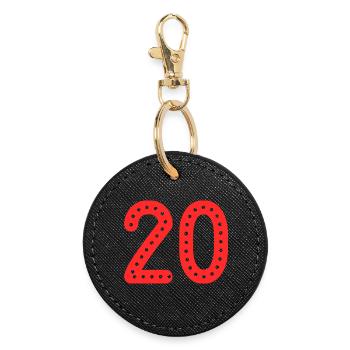 20. 20 JAHRE. 20-JÄHRIGES JUBILÄUM. 20-JÄHRIGES JUBILÄUM. - Runder Schlüsselanhänger - Schwarz - Vorne