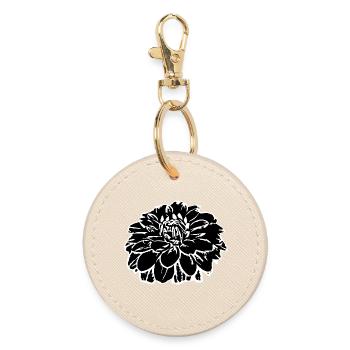 Blume schwarz Blumen schwarz Blüte graphic florals - Runder Schlüsselanhänger - Auster - Vorne