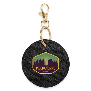 Coucher de soleil sur les toits de Melbourne - Porte-clés rond - noir - Devant