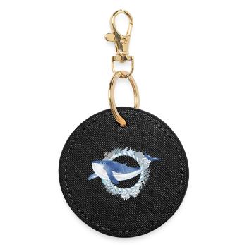 poisson baleine bleue dans le récif corallien dans le style aquarelle - Porte-clés rond - noir - Devant