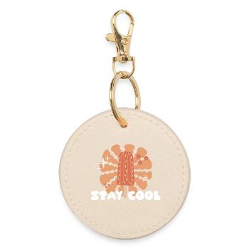 stay cool eis retro 70er positive vibe spread love - Runder Schlüsselanhänger - Auster - Vorne