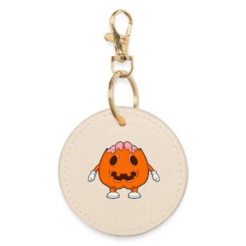 Gehirn Halloween Kürbis - Runder Schlüsselanhänger - Auster - Vorne