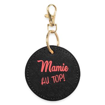 MAMIE. FÊTE DES MÈRES - Porte-clés rond - noir - Devant