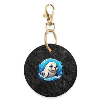 Seal in the water - Round Keyring - black - Front