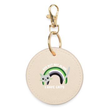 Aromantic but not alone, I have cats - Round Keyring - oyster - Front
