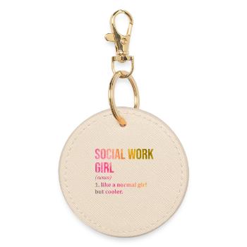 Social Work - Round Keyring - oyster - Front