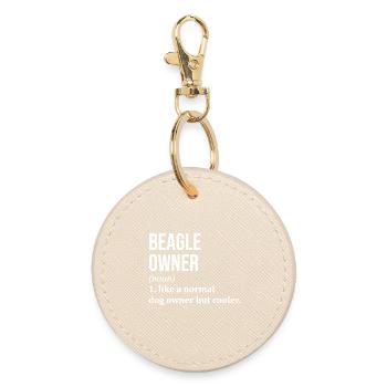 Beagle - Runder Schlüsselanhänger - Auster - Vorne