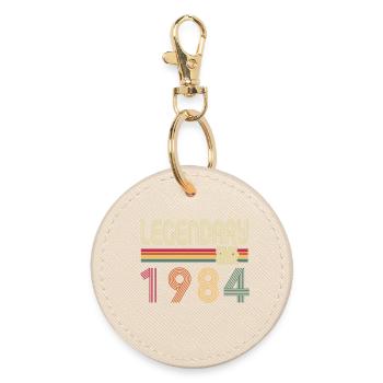 Jahrgang 1984 Geboren Vintage Retro Geburtstag - Runder Schlüsselanhänger - Auster - Vorne