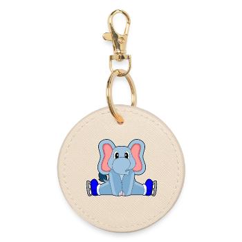 Elefant Eislaufen Schlittschuhe - Runder Schlüsselanhänger - Auster - Vorne