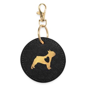 Pug Gold Dog Heart Pug Life Dog Love Fan Walk - Round Keyring - black - Front