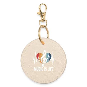 Music is Life clef outfit music fans and - Round Keyring - oyster - Front