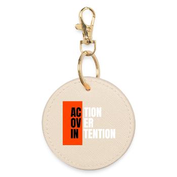 Action over intention. - Round Keyring - oyster - Front