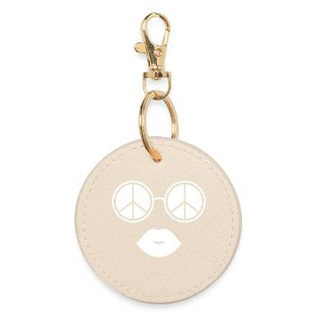 Frieden und Lippen / Friedensbrille und Lippen - Runder Schlüsselanhänger - Auster - Vorne