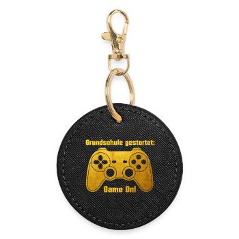 Enrollment - Game on - Game Console - gold-colored - Round Keyring - black - Front