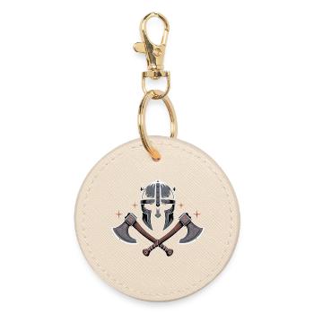 Viking Bard Style Helmet and Axes Design - Round Keyring - oyster - Front
