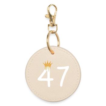 Goldene Krone über Zahl 47 Design - Runder Schlüsselanhänger - Auster - Vorne