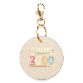 Original September Retro 2000 Design, 25 years - Round Keyring - oyster - Front