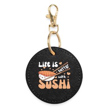 La vie est meilleure avec les sushis Kawaii Sushi - Porte-clés rond - noir - Devant