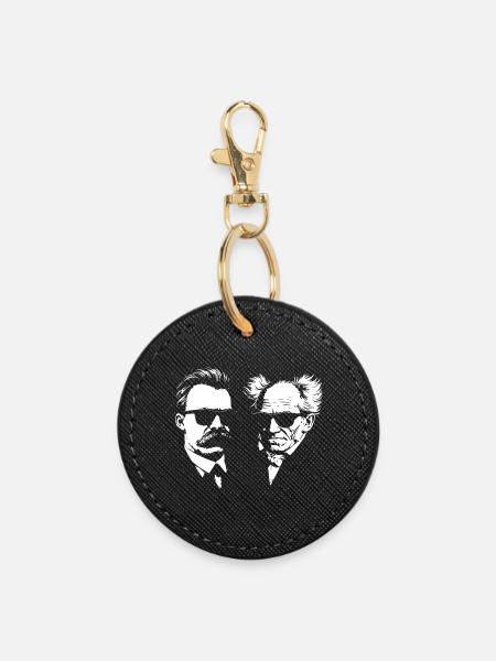 Die deutschen Philosophen Nietzsche und Schopenhhauer - Runder Schlüsselanhänger - Schwarz
