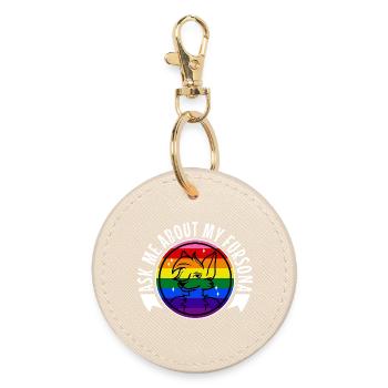 Ask me about my Fursona - Round Keyring - oyster - Front