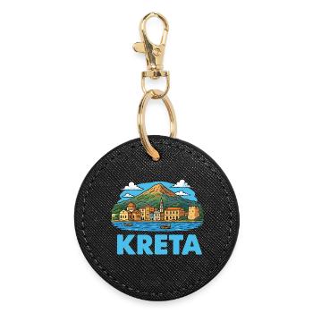 Kreta Insel - Runder Schlüsselanhänger - Schwarz - Vorne