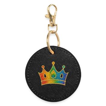 Couronne arc-en-ciel glamour avec effet pailleté - Porte-clés rond - noir - Devant