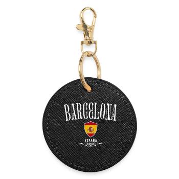 Ich liebe Barcelona, Barcelona Spanien - Runder Schlüsselanhänger - Schwarz - Vorne