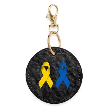 Peace loops for Ukraine - Round Keyring - black - Front