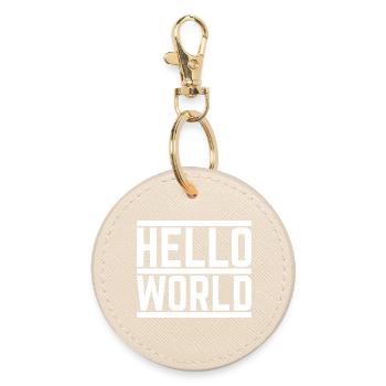 Typographie Contrastée 'Hello World' - Porte-clés rond - huître - Devant