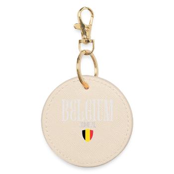 Belgische Flagge, stolzer Belgier - Runder Schlüsselanhänger - Auster - Vorne