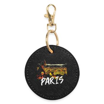 Illustration de Paris avec gargouille - Porte-clés rond - noir - Devant