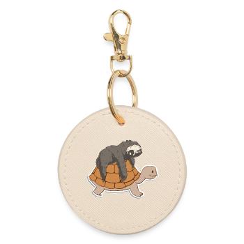 Entzückende Schildkröte und Faultier - Runder Schlüsselanhänger - Auster - Vorne