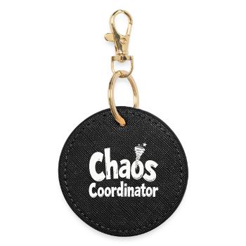 Chaos Coordinator - Lustiger Spruch - Runder Schlüsselanhänger - Schwarz - Vorne