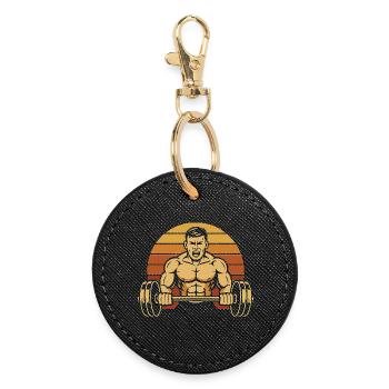 Muscle Power Retro Sunset Haltère - Porte-clés rond - noir - Devant