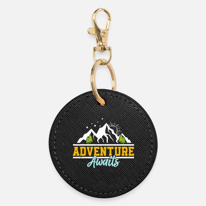 L’aventure vous attend : montagnes et soleil - Porte-clés rond - noir