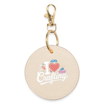 I Love Crafting - Round Keyring - oyster - Front