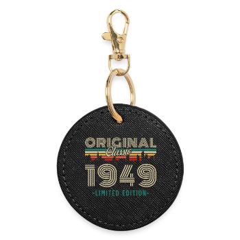 1949 Vintage Retro Geburtstagsgeschenk - Runder Schlüsselanhänger - Schwarz - Vorne
