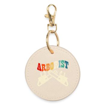 Arborist Woodworker Woodworker Gift - Round Keyring - oyster - Front