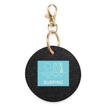 Surf sur la plage Été ensoleillé - Porte-clés rond - noir - Devant
