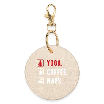 Yoga coffee naps women - Round Keyring - oyster - Front