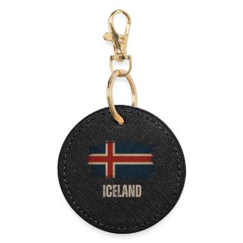 Drapeau de l’Islande, vintage Islande - Porte-clés rond - noir - Devant