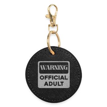 Warning Print Official Adult - Round Keyring - black - Front