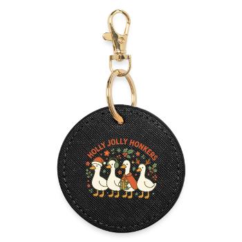 Weihnachtsgans Holly Jolly Honkers Fun Design - Runder Schlüsselanhänger - Schwarz - Vorne