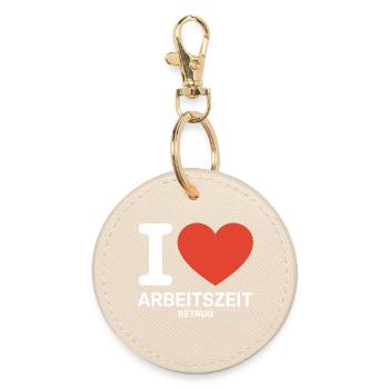 I Love Arbeitszeitbetrug Kein Verbrechen Job Büro - Runder Schlüsselanhänger - Auster - Vorne