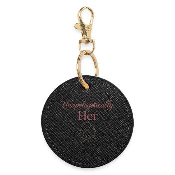 Style de vie féminin élégant, doux - Porte-clés rond - noir - Devant