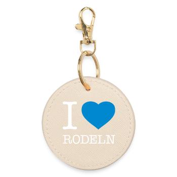 I love tobogganing - Round Keyring - oyster - Front