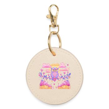 Pastel owl magic over cupcakes - Round Keyring - oyster - Front