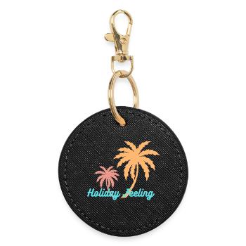 Palmenurlaub – Holiday Feeling - Runder Schlüsselanhänger - Schwarz - Vorne